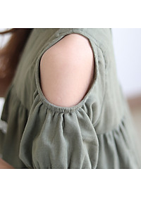 Đầm Bé Gái Kika Hở Vai Xanh Bộ Đội K109