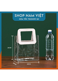 Túi Nhựa Trong Suốt Quai Da Đựng Quà Sang Trọng