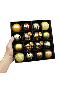 Hộp 16 Trái Châu Trang Trí Giáng Sinh - LK16-G17 - Màu Vàng Gold