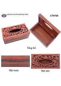 Hộp Giấy Ăn Bằng Gỗ Hương (Cỡ lớn - đủ mẫu) Đục Khắc Hoa Văn Tinh Xảo/Độc Đáo