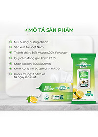 Khăn giấy ướt lau bếp Ecowipes khổ lớn 30x20 cm Kitchen Wipes gói 42 tờ loại bỏ dầu mỡ và vết bẩn nhanh chóng