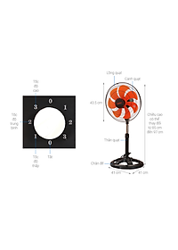 Quạt lỡ Senko LTS1636 Đen Cam - Hàng Chính Hãng