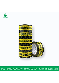 BK3B - COMBO 6 Cuộn băng keo HÀNG DỄ VỠ 4.7cm x 6 cuộn/1.2kg - Băng dính niêm phong đóng hàng