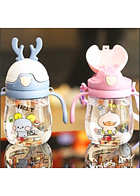 Bình Nước Có Ống Hút Cho Bé Tập Uống Có Van Chống Sặc Cao Cấp 300ml Bằng Nhựa PP Chịu Nhiệt Tốt Có Tay Cầm Tiện Lợi - HÀNG LOẠI 1- CHÍNH HÃNG MINIIN