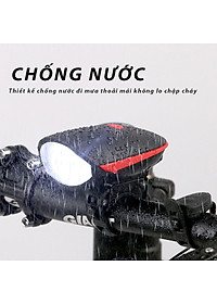 Đèn Pha Xe Đạp Có Còi/Kèn - Pin Mạnh 1200mAh - Sáng Tới 5 Giờ Liên Tục - 3 Chế Độ Sáng - Còi To - Chống Nước - Màu Đỏ - Chính hãng DoDoDios
