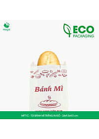 MFT1C - 24x9.5x4.5 cm - 1000 Túi giấy bánh mì trắng có in