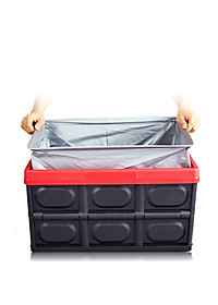 Hộp để đồ đa năng gấp gọn cốp sau ô tô dung tích 30 lít, Kích thước: Sâu x Rộng x Cao (42cm x 29cm x 24cm), Màu đen viền đỏ, KM309-30