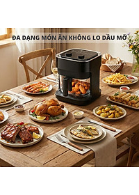 Nồi chiên không dầu thủy tinh Mishio MK373 - Dung tích 7 lít lòng nồi không bong tróc gỉ sét - Hàng chính hãng