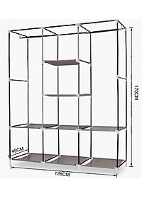 Tủ Quần Áo Cải Tiến Thế Hệ Mới, Tủ Vải Quần Áo 3 Buồng 8 Ngăn 1,7m Cao Cấp