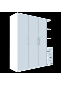 [Miễn phí vận chuyển & Lắp đặt tại TP. Hồ Chí Minh] Tủ quần áo gỗ cao cấp thiết kế thông minh 3 cánh, nhiều ngăn hộc phong cách sang trọng Ohaha - TQA032 - Màu D/Màu Trắng