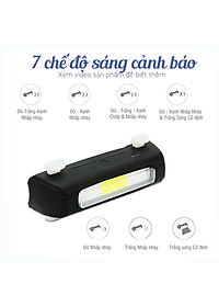 Đèn đuôi xe đạp xanh đỏ cảnh sát COB 120lumens chống nước IPX4 sạc điện FGY306 Mai Lee