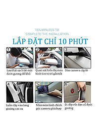Trọn bộ MÀN HÌNH kèm Camera soi lề ô tô gắn gương cắm tẩu không đấu YOELBAER góc quay rộng không khoan