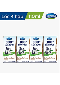 COMBO 6 LỐC SỮA TƯƠI TIỆT TRÙNG VINAMILK 100% SÔCÔLA - LỐC 4 HỘP X 110ML