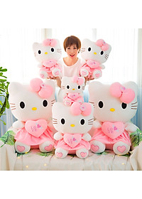 Gấu Bông Mèo Kitty Ôm Tim Siêu Dễ Thương (25cm--->60cm) Hàng Cao Cấp Loại 1 Chất Lượng Cao, An Toàn Cho Trẻ Nhỏ