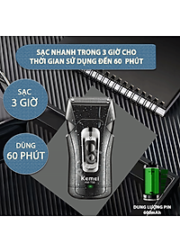 Máy cạo râu mini Kemei KM-T98 công suất mạnh mẽ 5W chống nước IPX5 - Hàng chính hãng