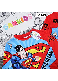 Đồ bộ bé trai hình siêu nhân từ 10-41kg. Thun cotton thấm hút mồ hôi, hình in 3D sắc nét - Set đồ áo tay dài quần dài