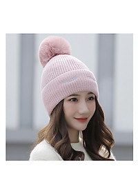 Mũ Len Nữ Trắng Trùm Tai Lót Lông Phong Cách Hàn Quốc Dễ Thương