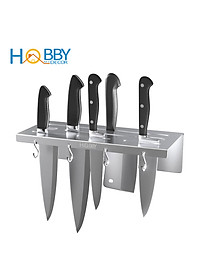 Kệ treo dao kéo Inox 304 có 4 móc treo dán tường Hobby home decor KDT