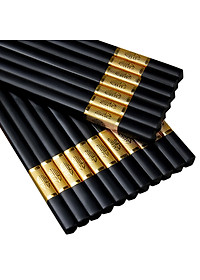 Hộp 10 Đôi Đũa  Sừng Chất Liệu Hợp Kim Mạ Vàng Cao Cấp Đầu Đũa Có Chống Trơn - Hàng Loại 1 - Chính Hãng MINIIN