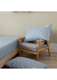 Bộ Ga Gối Cotton Tici Kẻ LIDACO Cao Cấp - Caro Xanh