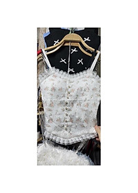 Áo 2s hai dây khuy ngọc phối ren có đệm ngực