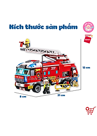 Đồ chơi lắp ráp xếp hình cứu hỏa Qman 2807 – Ô TÔ CỨU HỎA (366 mảnh ghép) dành cho bé trai trên 6 tuổi