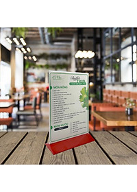 Kệ mica 2 mặt Enter E23 210x300mm đế màu A4 đứng, Kệ menu nhà hàng, Standee mica để bàn, Bảng quét mã QR Code