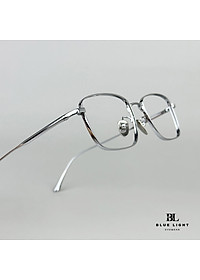 Gọng Kính Cận Giả Cận Nam Nữ Cao Cấp Titanium BLUE LIGHT, Mắt Chữ Nhật Nhỏ Dày Dặn, Nhẹ Dẻo Bạc, Đen