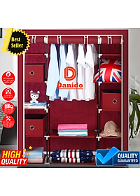 Tủ quần áo 3 buồng 8 ngăn cao cấp thế hệ mới, Tủ vải quần áo khung Inox vững chắc chất lượng cao - Hàng chính hãng D Danido