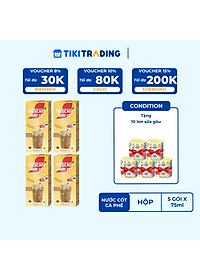 [TẶNG 5 Hộp Sữa Gấu] Combo 4 hộp nước cốt cà phê NESCAFÉ - CÀ PHÊ SỮA ĐÁ (4 hộp x 5 gói x 75ml)