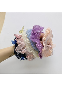 Dây buộc tóc Scrunchies đính bướm nổi dễ thương HD85