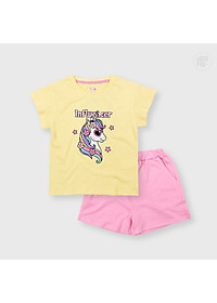 Bộ Đồ Quần Áo Cộc Tay Cho Bé Gái Missmeow Mặc Mùa Hè Chất Liệu Cotton In Hình Kỳ Lân Pony Size Đại Trẻ Em 3,4,5,6,7,8 Tuổi