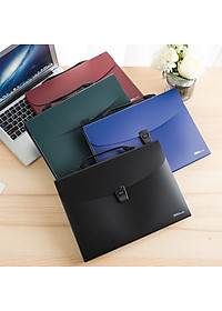 Cặp Tài Liệu A4 13 Ngăn Deli, Đen/Xanh/Đỏ/Xanh Lá - 1 Chiếc - E5557