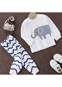 Bộ dài tay bé trai, bé gái Easy Baby, bộ ngủ bé trai, bé gái chất vải cotton từ 7-20kg (ASS-422)