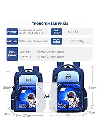 Balo chống gù cho bé đi học tiểu học form hộp đứng nhiều ngăn vải Oxford cao cấp BF18-138L