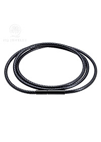 Dây da dây chuyền đeo cổ khóa inox đen cao cấp -  Ngọc Quý Gemstones