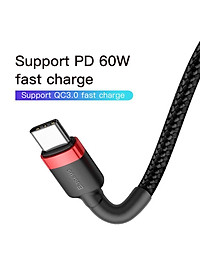 Cáp sạc Baseus 60W USB C sang Type-C cho điện thoại -Hàng Chính Hãng 