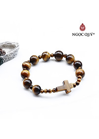 Vòng chuỗi mân côi đá thạch anh mắt hổ mệnh thổ,kim - Ngọc Quý Gemstones