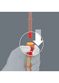 Bộ tua vít cách điện Kraftform Kompakt VDE 17 Universal 1 gồm 4 cạnh, dẹp, hoa thị  các đầu vít thay đổi được gồm 17 chiếc Wera 05006611001