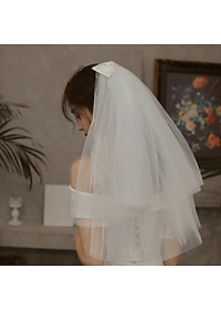 Voan phồng - lúp cô dâu đính nơ nguyên khổ vải chiều dài 90cm Giangpkc