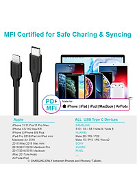 Dây cáp sạc nhanh 30W chuẩn PD 3.0 Type-C ra cho iPhone / cho iPad dài 180cm hiệu CHOETECH IP0040 (trang bị chip sạc thông minh, tốc độ truyền tải dữ liệu tốc độ cao 480Mbps) - Hàng nhập khẩu