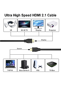 Dây Cáp HDMI 2.1 8K 4K Dài 5M CHOETECH XHH-TP21 Tương Thích Với Tivi, Laptop, PC, PlayStation - Hàng Chính Hãng