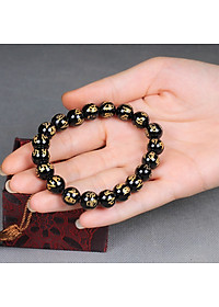 Vòng Tay Mã Não Đen Khắc Thần Chú 10ly - Vòng tay phong thủy cho nam và nữ