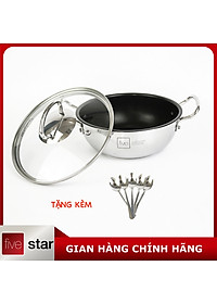 Nồi inox chống dính cao cấp Fivestar nắp kính inox 430 , tặng 5 muỗng ăn 18cm | 20cm | 22cm | 24cm | 26cm | 28cm