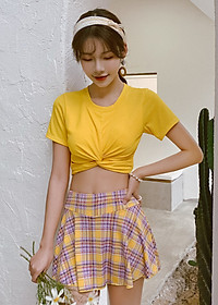 Đồ Bơi Nữ Hai Mảnh Tôn Dáng Trẻ Trung AT185 MayHomes, Áo Bơi Lưng Cao, Quần Bơi Váy Xòe