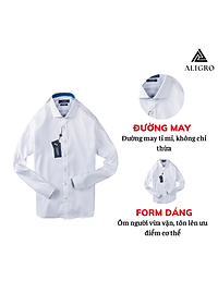ÁO SƠ MI NAM TRẮNG DÀI TAY PHỐI CỔ XANH ALIGRO DÁNG SLIMFIT MÃ ALGS194