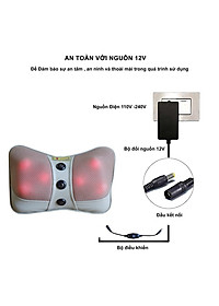 Gối massage thư giãn hồng ngoại ayosun 6 bi