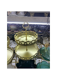 Kệ đựng hoa quả, bánh kẹo, mỹ phẩm hợp kim mạ vàng cao cấp 2022 | KỆ 2 ĐĨA HỢP KIM MẠ VÀNG CAO CẤP