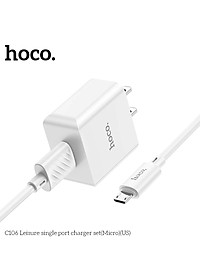 Bộ sạc điện thoại cho Iphone và Android hoco. C106 cổng USB sạc nhanh 2.1A dây dài 1M, dòng điện ổn định an toàn bảo vệ máy - Hàng Chính Hãng