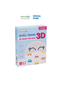 Khẩu trang y tế 3D Pharmacity ngăn bụi mịn và vi khuẩn cho trẻ 2-5 tuổi (Hộp 10 cái)
